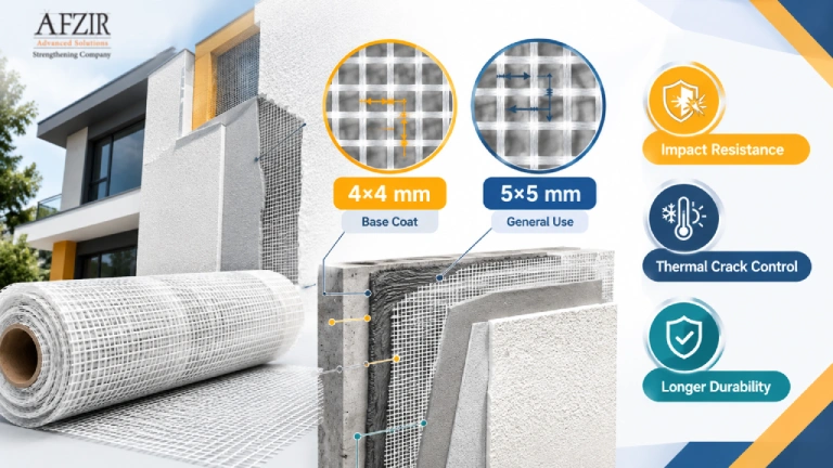 راهنمای انتخاب ابعاد چشمه مش و توری در نمای ETICS (EIFS)